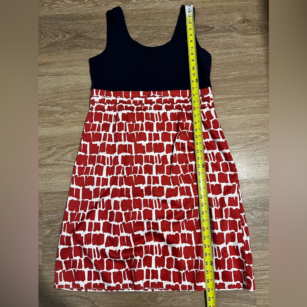 Boden Women’s Navy Blue Fit & Flare Dress W/ Red Brick Skirt Size US 12L - Picture 8 of 8